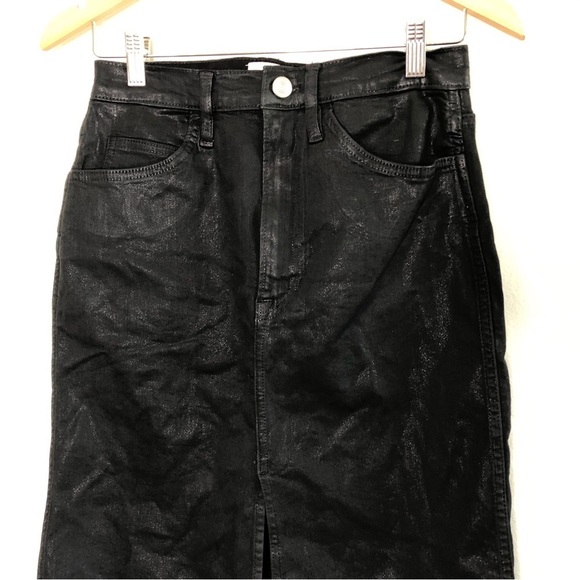 Frame Black Slit-Front Coated Midi Skirt 25 - Picture 9 of 13